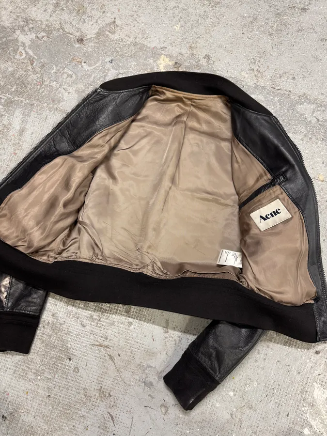 SS2011 Acne Studios Black Padded Bomber Leather Jacket - Image 6