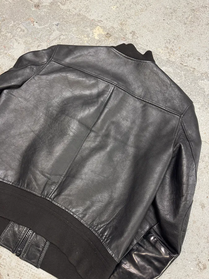 SS2011 Acne Studios Black Padded Bomber Leather Jacket - Image 7