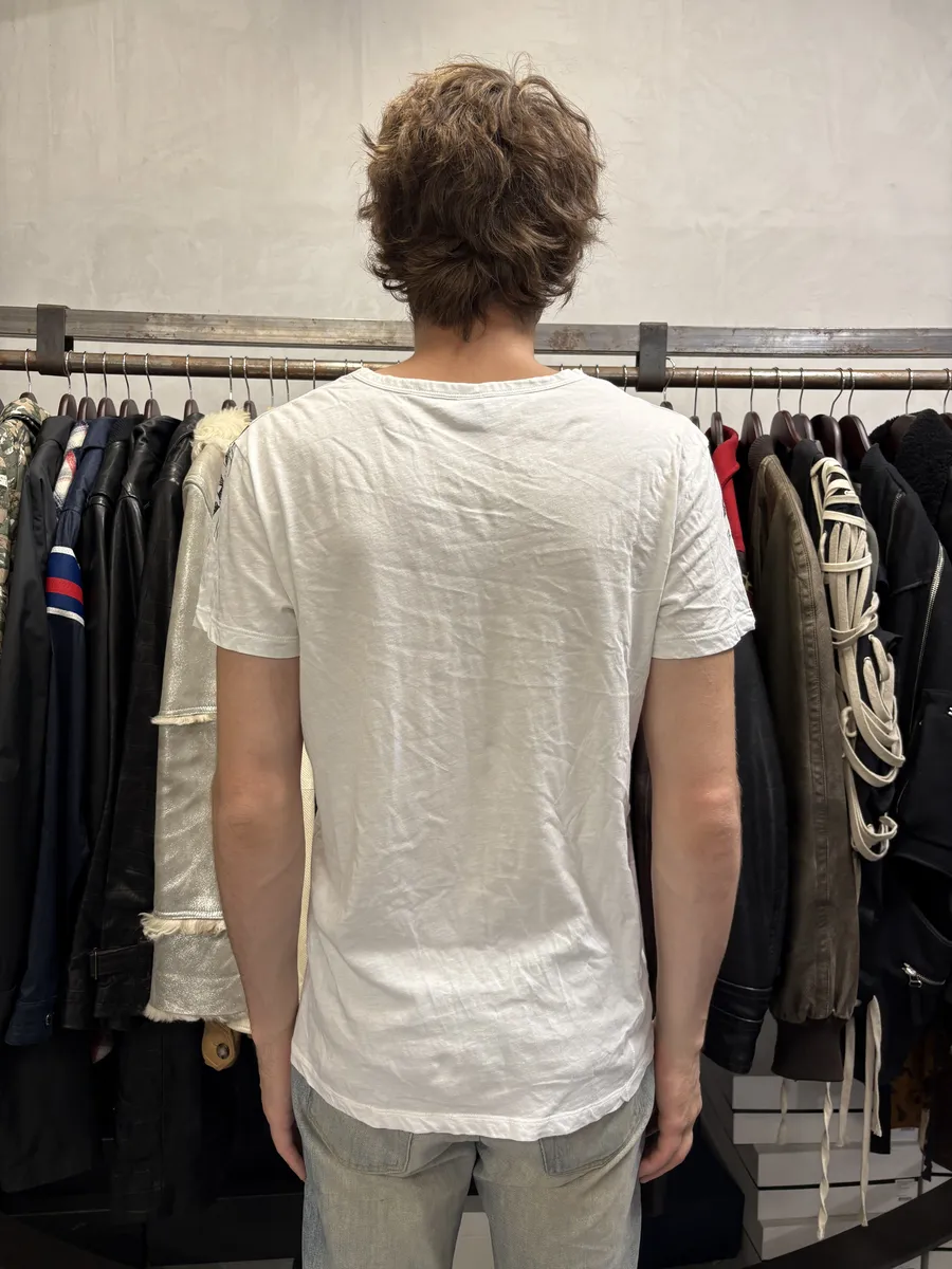 SS2011 Alexander McQueen Black & White Eagle V Neck T-Shirt - Image 2