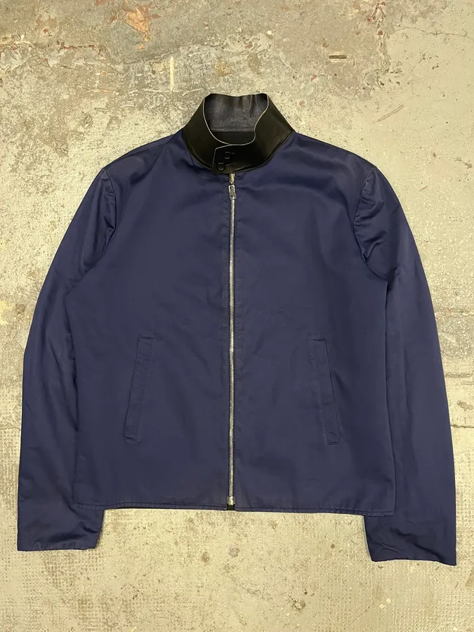 SS2011 Balenciaga Black & Blue Reversible Leather Collar Minimalist Jacket - Image 2