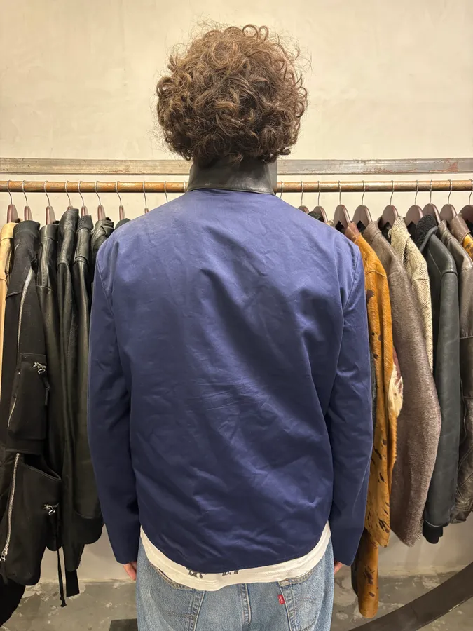 SS2011 Balenciaga Black & Blue Reversible Leather Collar Minimalist Jacket - Image 5