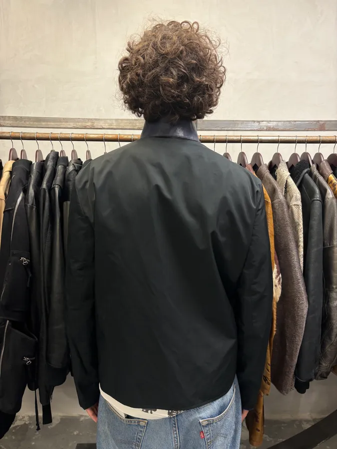 SS2011 Balenciaga Black & Blue Reversible Leather Collar Minimalist Jacket - Image 6