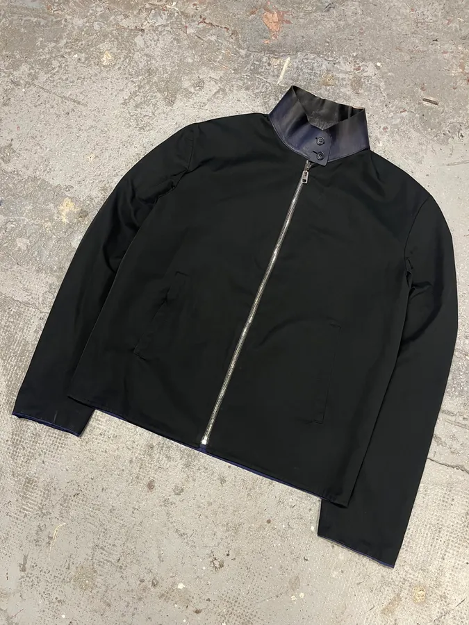 SS2011 Balenciaga Black & Blue Reversible Leather Collar Minimalist Jacket - Image 7