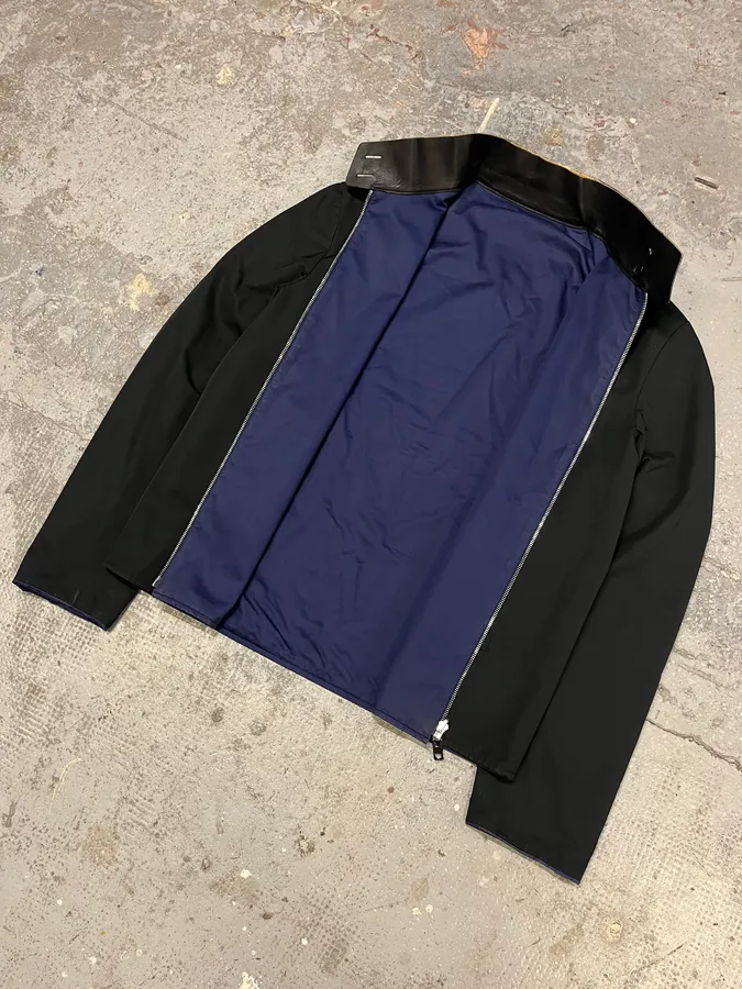 SS2011 Balenciaga Black & Blue Reversible Leather Collar Minimalist Jacket - Image 8