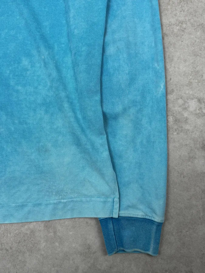 SS2011 Balmain Blue Bleached Longsleeve Polo By Christophe Decarnin - Image 9