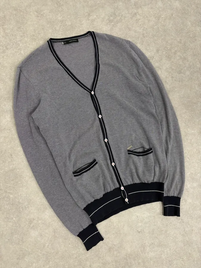 SS2011 Dsquared2 Navy & White Wool Striped Cardigan - Image 4
