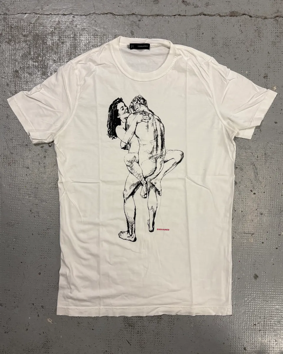 SS2011 Dsquared2 White Horny Duo Drawing T-Shirt