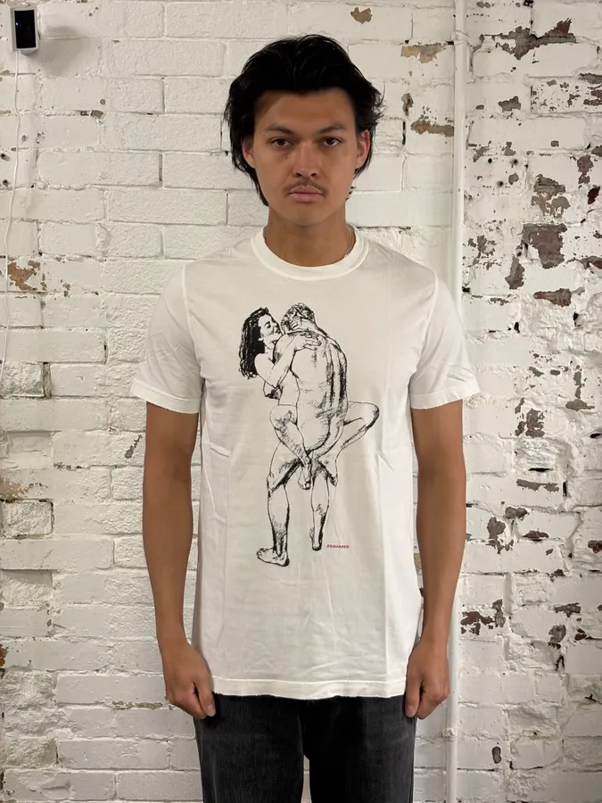 SS2011 Dsquared2 White Horny Duo Drawing T-Shirt - Image 2