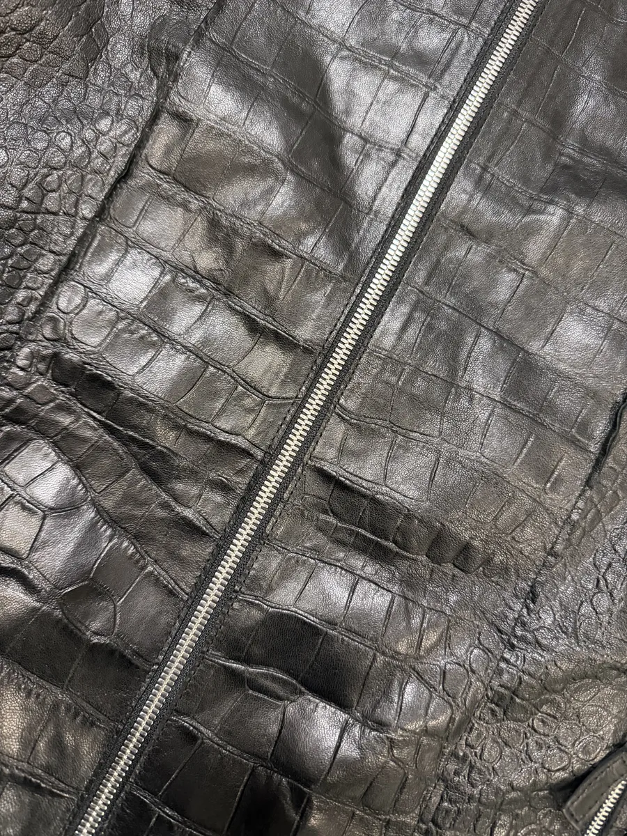SS2011 Emporio Armani Black Crocodile-Embossed Leather Jacket - Image 13