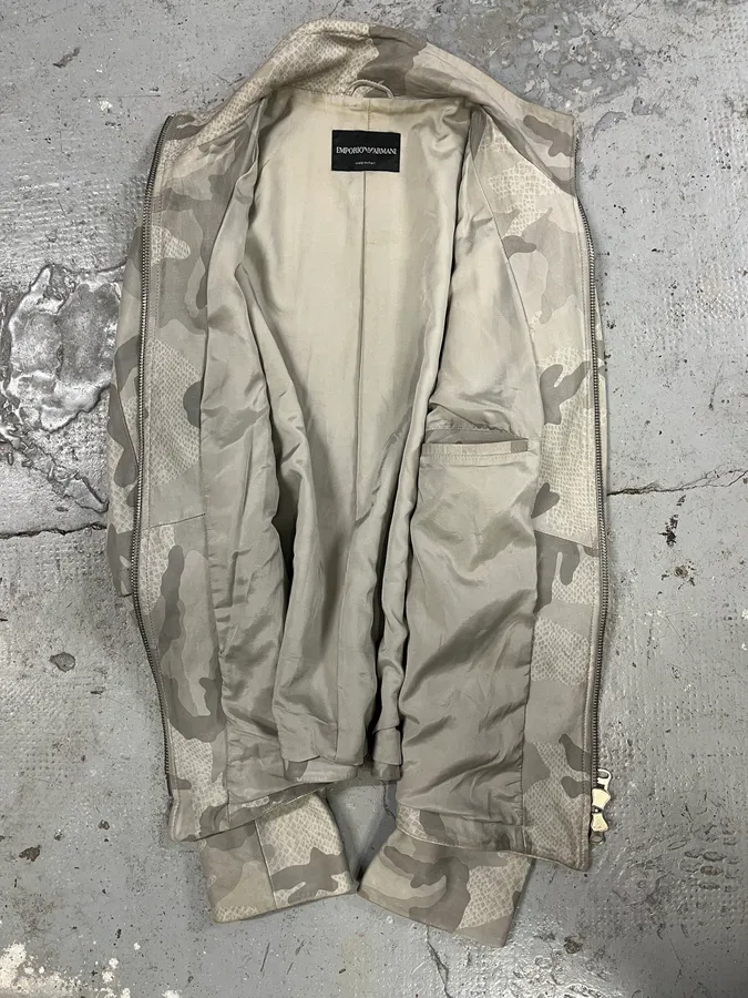 SS2011 Emporio Armani Grey Camo Leather Jacket - Image 7