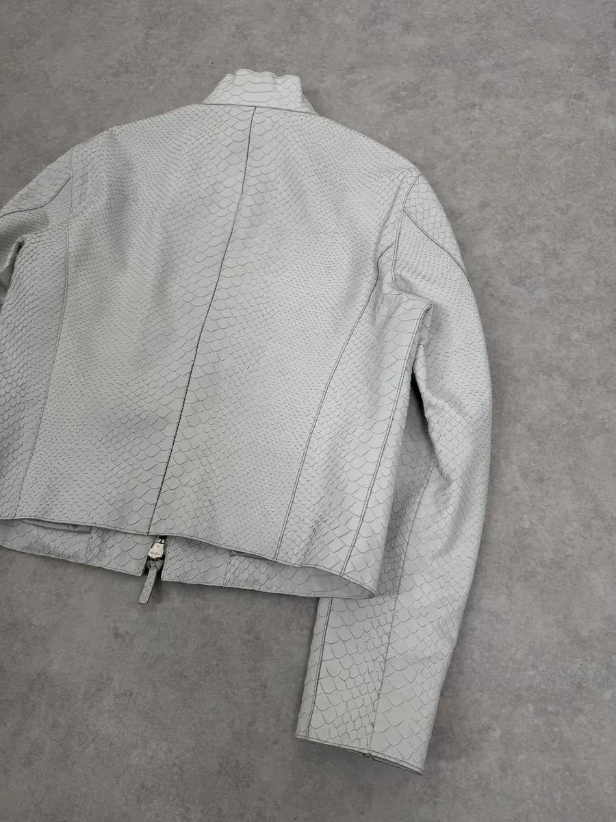 SS2011 Emporio Armani Python Embossed White Leather Jacket - Image 13