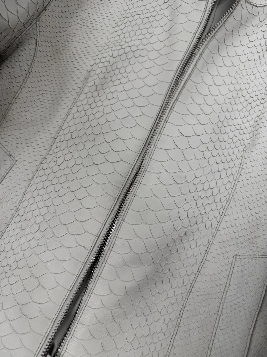 SS2011 Emporio Armani Python Embossed White Leather Jacket - Image 7