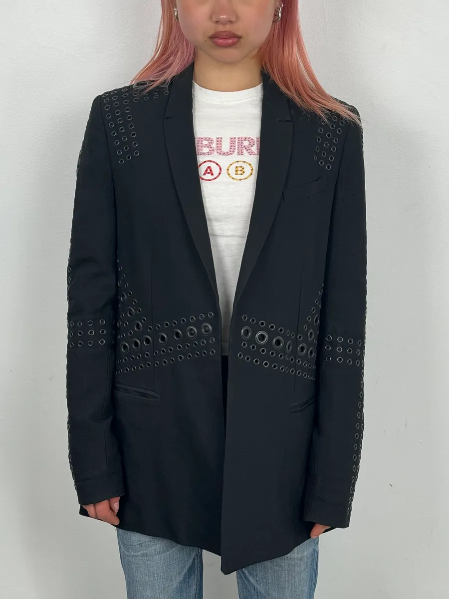 SS2011 Givenchy Black Wool Eyelet Studded Blazer by Riccardo Tisci - Image 2