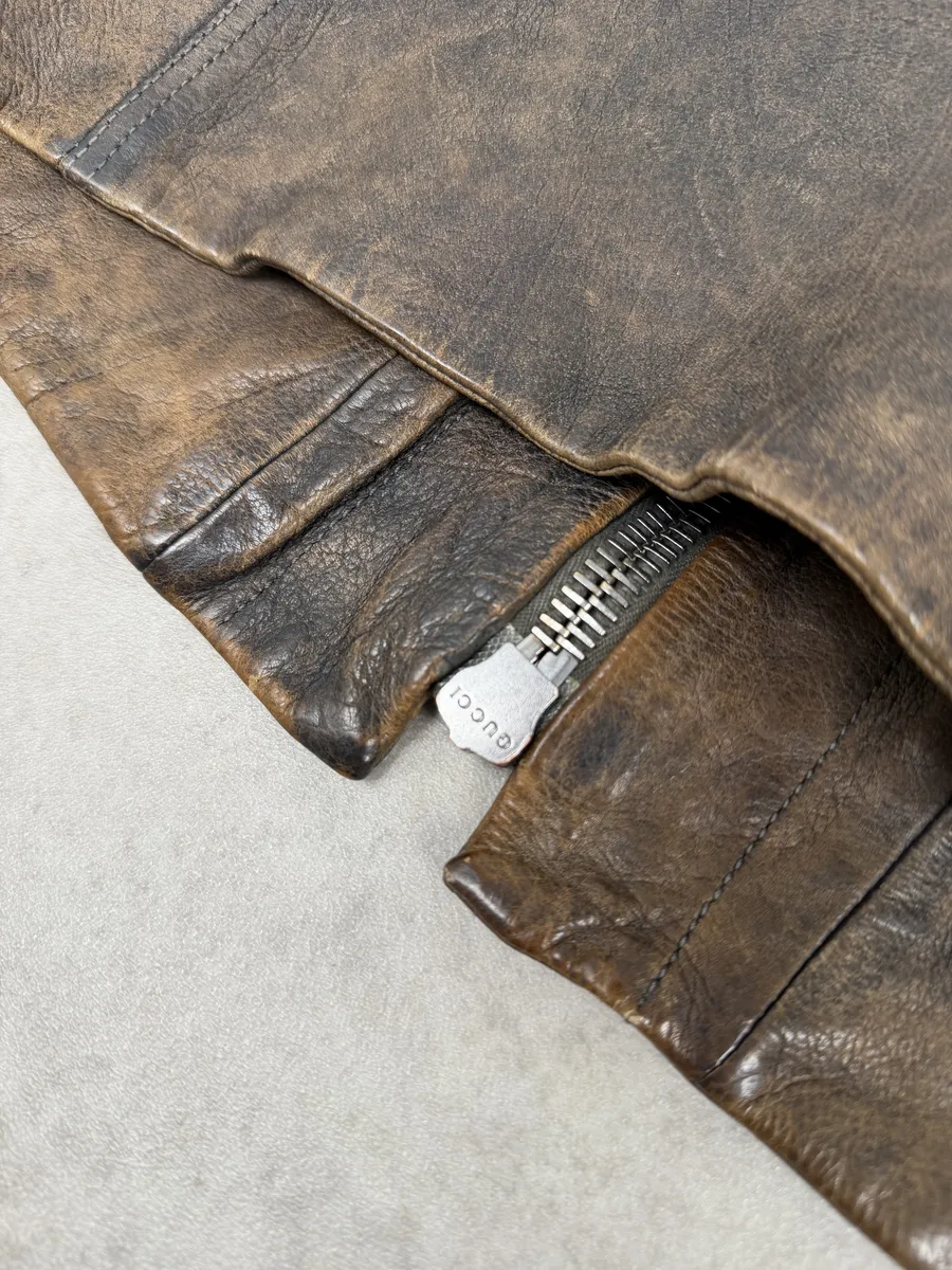 SS2011 Gucci Brown Embroidered Back Leather Jacket by Frida Giannini - Image 10