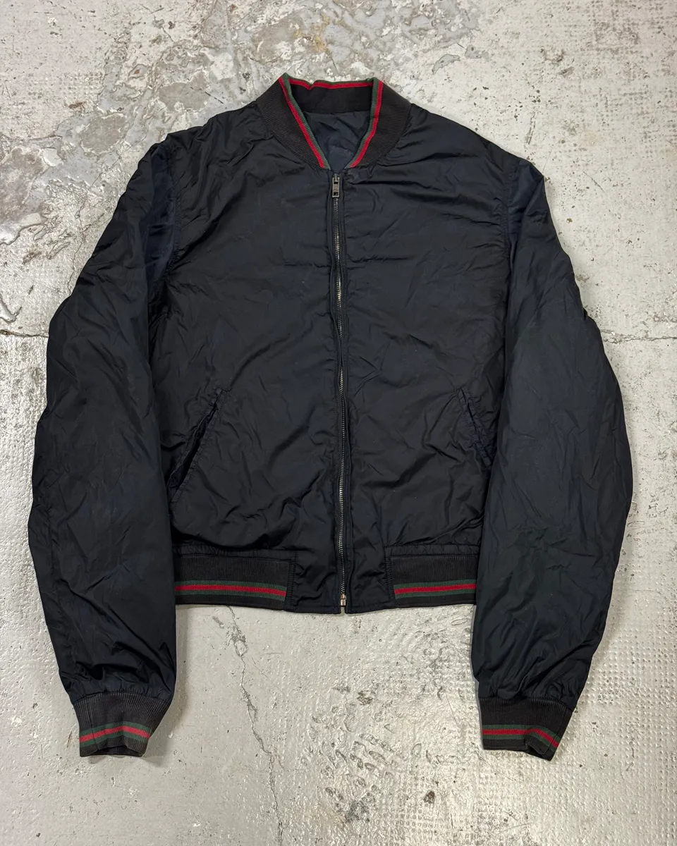 SS2011 Gucci Navy Red Stripes Nylon Bomber Jacket