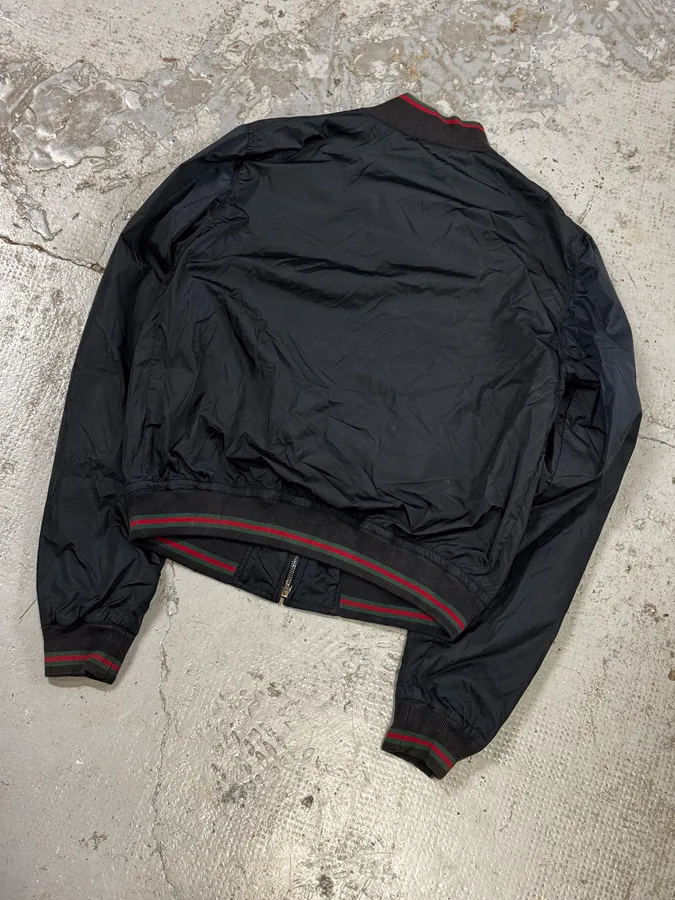 SS2011 Gucci Navy Red Stripes Nylon Bomber Jacket - Image 6