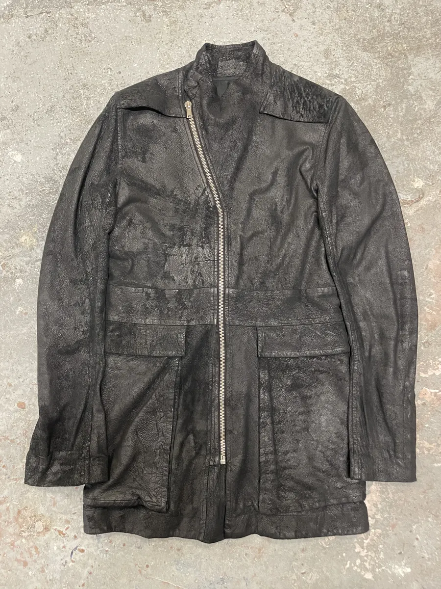 SS2011 Rick Owens Anthem Runway Blistered Black Leather Safari Jacket