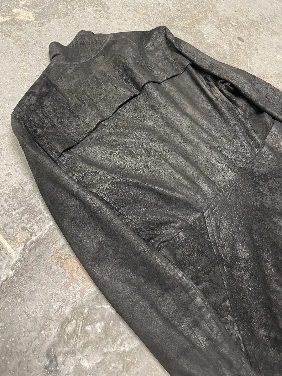 SS2011 Rick Owens Anthem Runway Blistered Black Leather Safari Jacket - Image 13