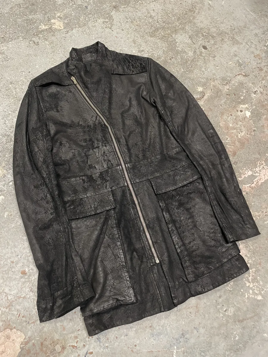 SS2011 Rick Owens Anthem Runway Blistered Black Leather Safari Jacket - Image 2