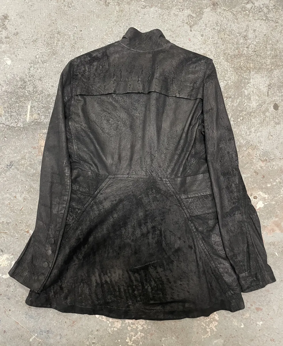 SS2011 Rick Owens Anthem Runway Blistered Black Leather Safari Jacket - Image 5