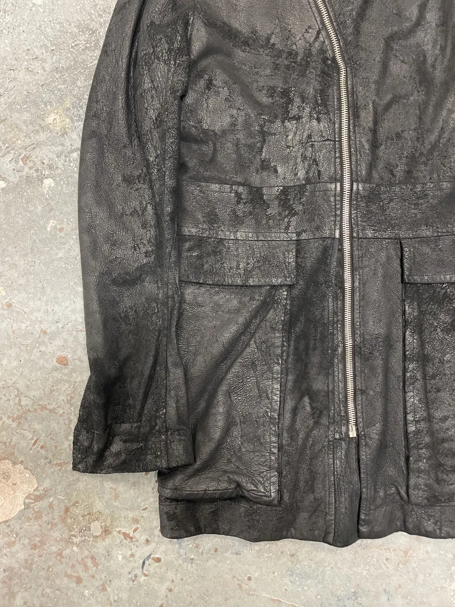 SS2011 Rick Owens Anthem Runway Blistered Black Leather Safari Jacket - Image 6