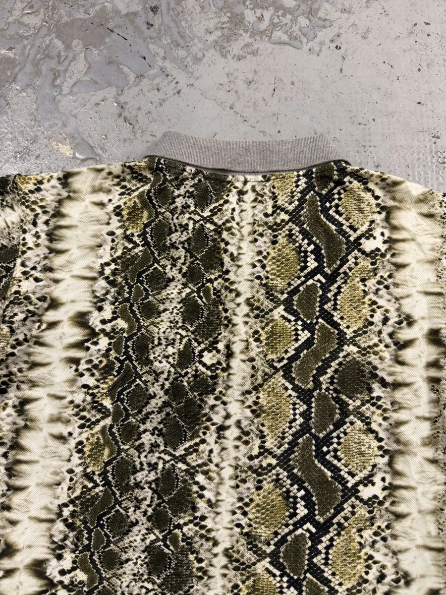 SS2012 Cavalli Snakeskin Effect Green & Grey Polo Shirt - Image 4