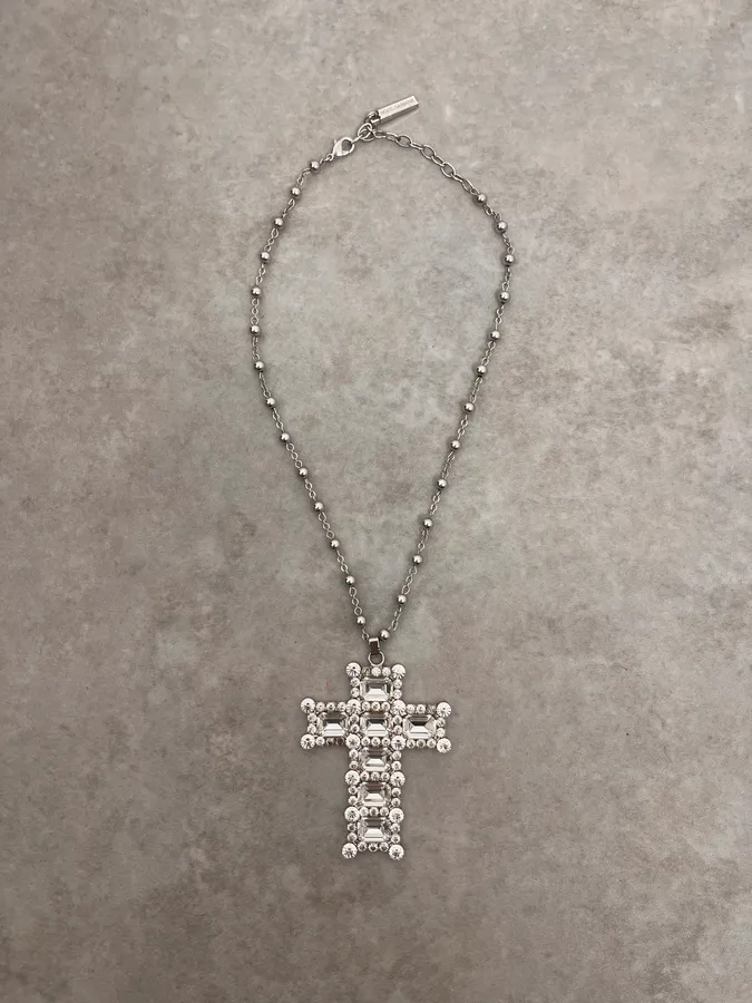 SS2012 Dolce & Gabbana Cristal Sliver Cross Necklace