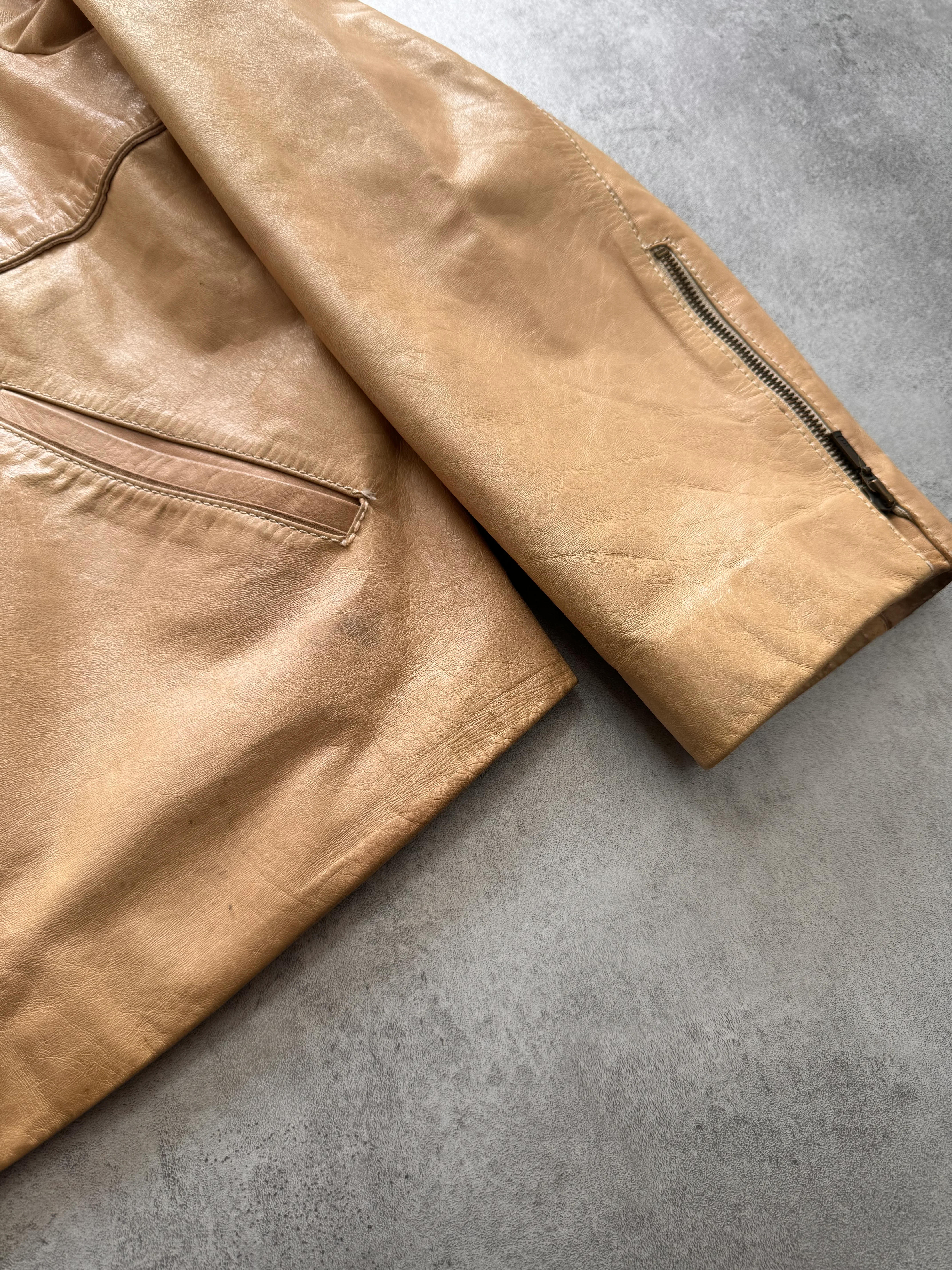 SS2012 Dolce & Gabbana Revolution Sand Leather Jacket - Image 6