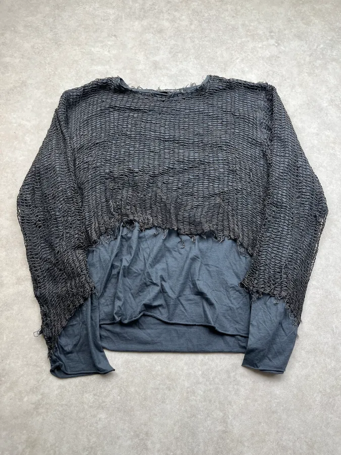 SS2012 Dolce & Gabbana Web Mesh Navy & Black Longsleeve - Image 4