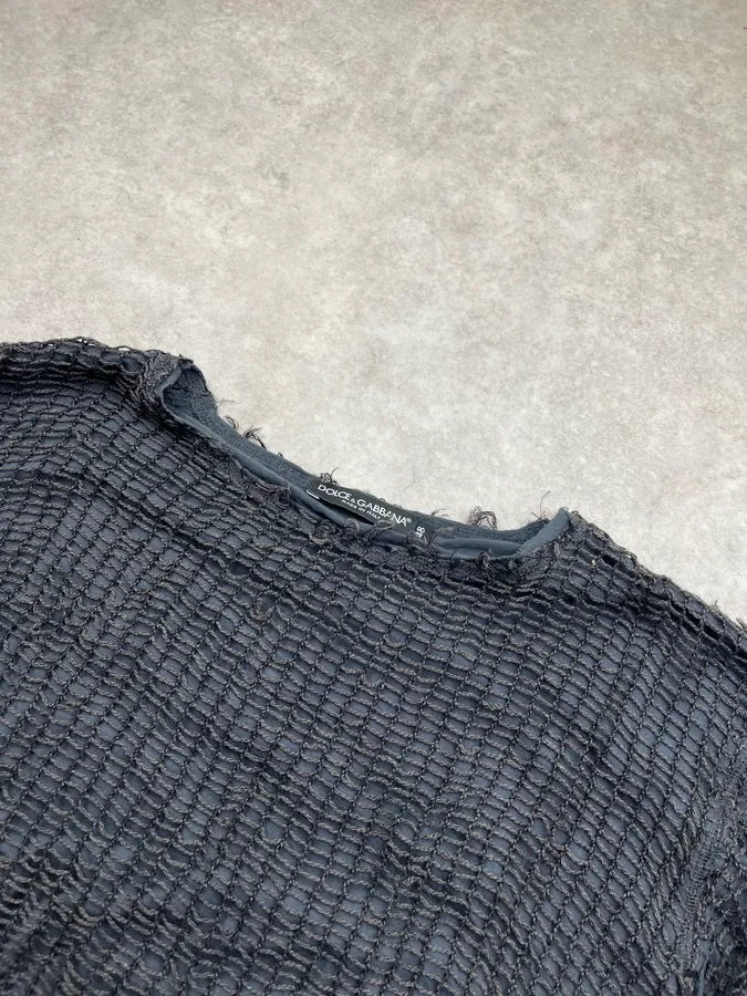 SS2012 Dolce & Gabbana Web Mesh Navy & Black Longsleeve - Image 5
