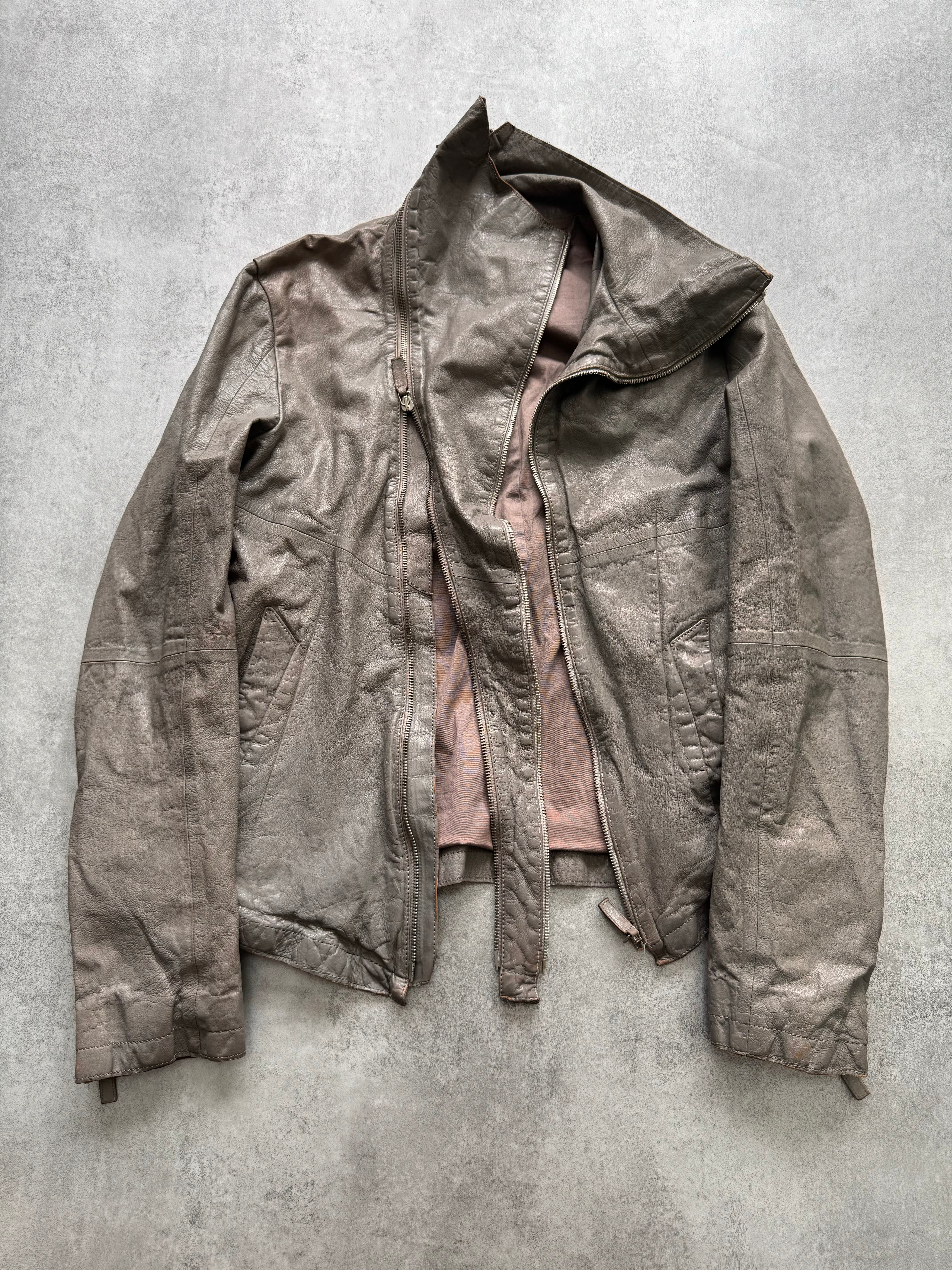 SS2012 Emporio Armani Asymmetrical Brut Leather Jacket - Image 2