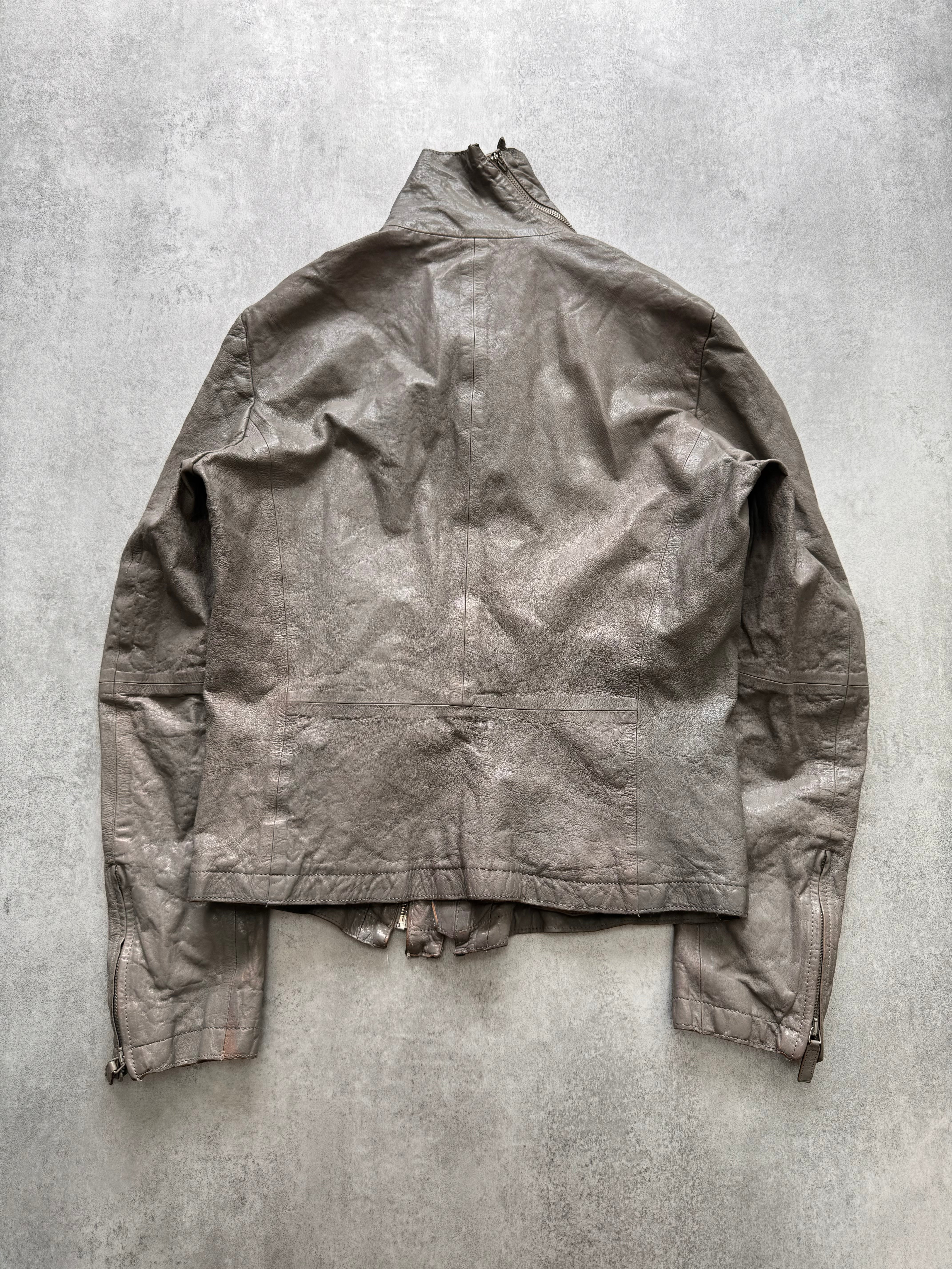 SS2012 Emporio Armani Asymmetrical Brut Leather Jacket - Image 4