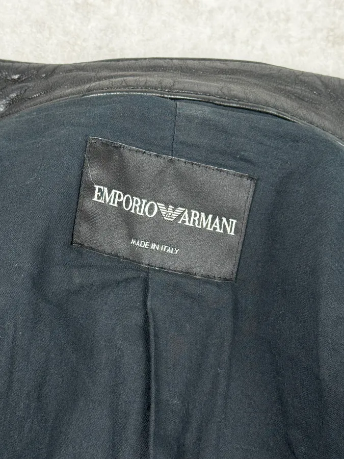 SS2012 Emporio Armani Black Biker Leather Jacket - Image 10