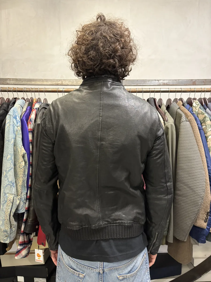 SS2012 Emporio Armani Black Biker Leather Jacket - Image 4