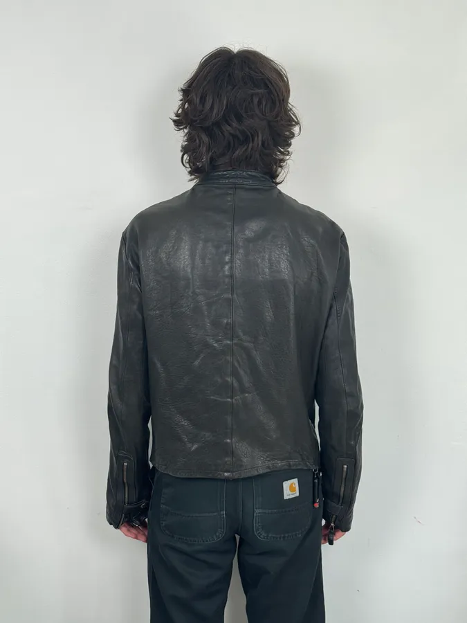 SS2012 Emporio Armani Black Leather Biker Jacket - Image 4