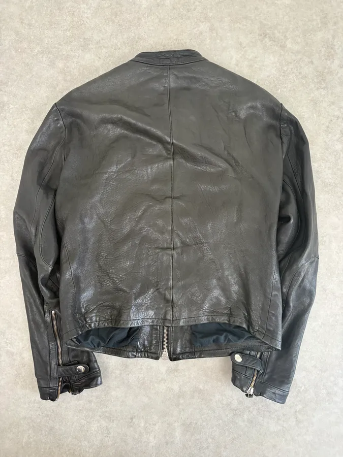 SS2012 Emporio Armani Black Leather Biker Jacket - Image 6