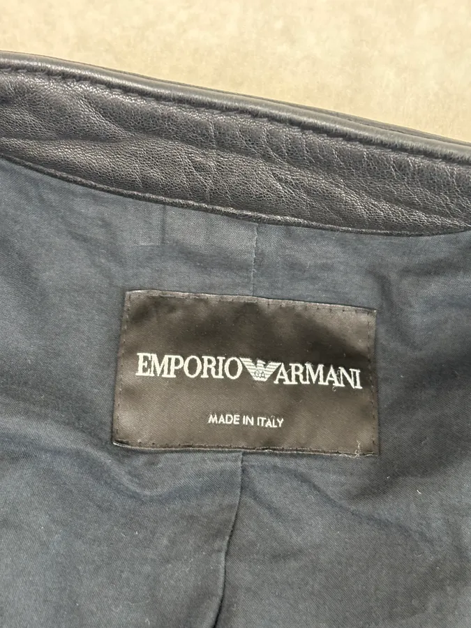 SS2012 Emporio Armani Black Leather Biker Jacket - Image 9