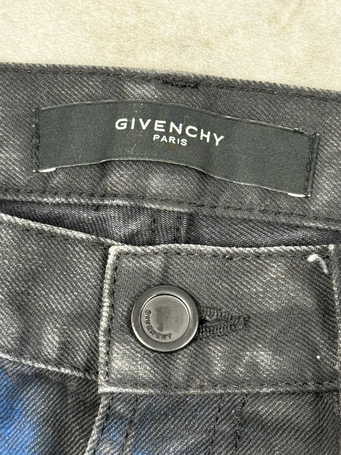 SS2012 Givenchy Black & Blue Abstract Waxed Denim Jeans - Image 9