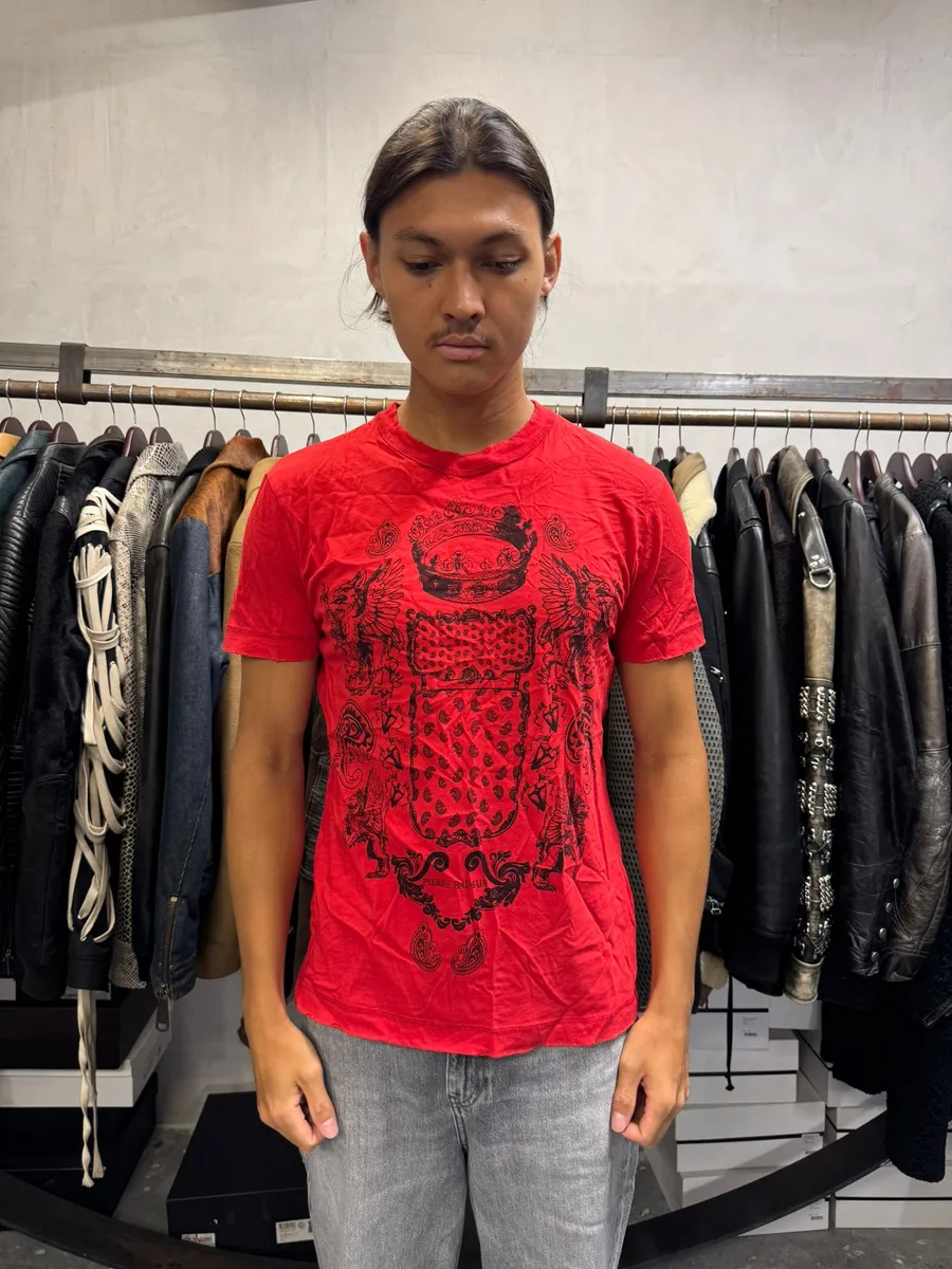 SS2012 Pierre Balmain Red & Black Contemporary King T-Shirt - Image 2
