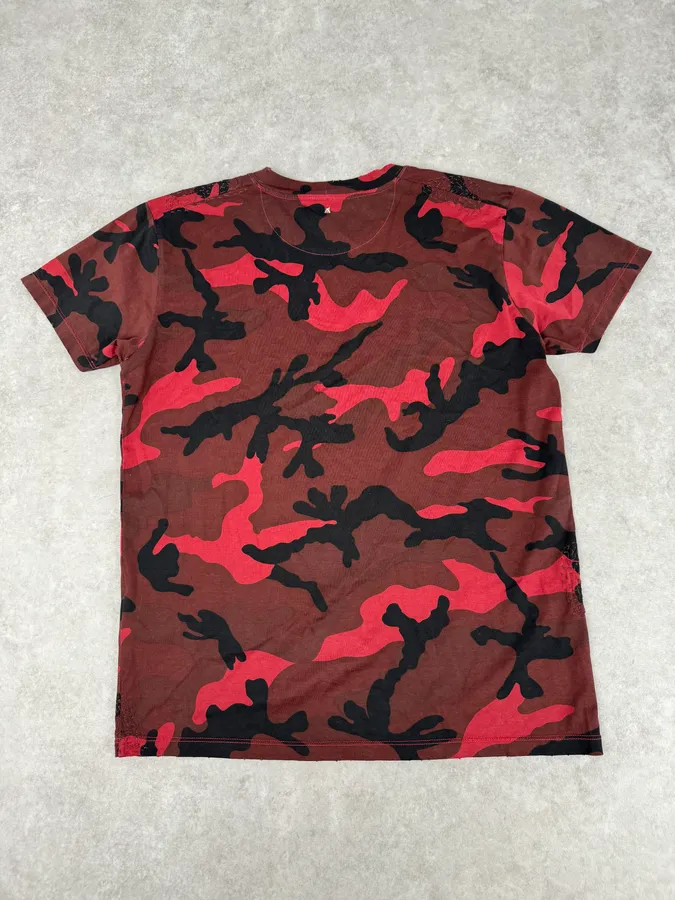 SS2012 Valentino Red Military Camouflage Distressed T-Shirt - Image 6