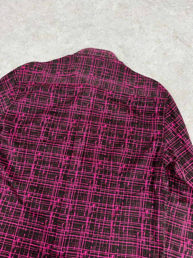 SS2012 Versace Black & Pink Abstract Checkered Shirt - Image 6