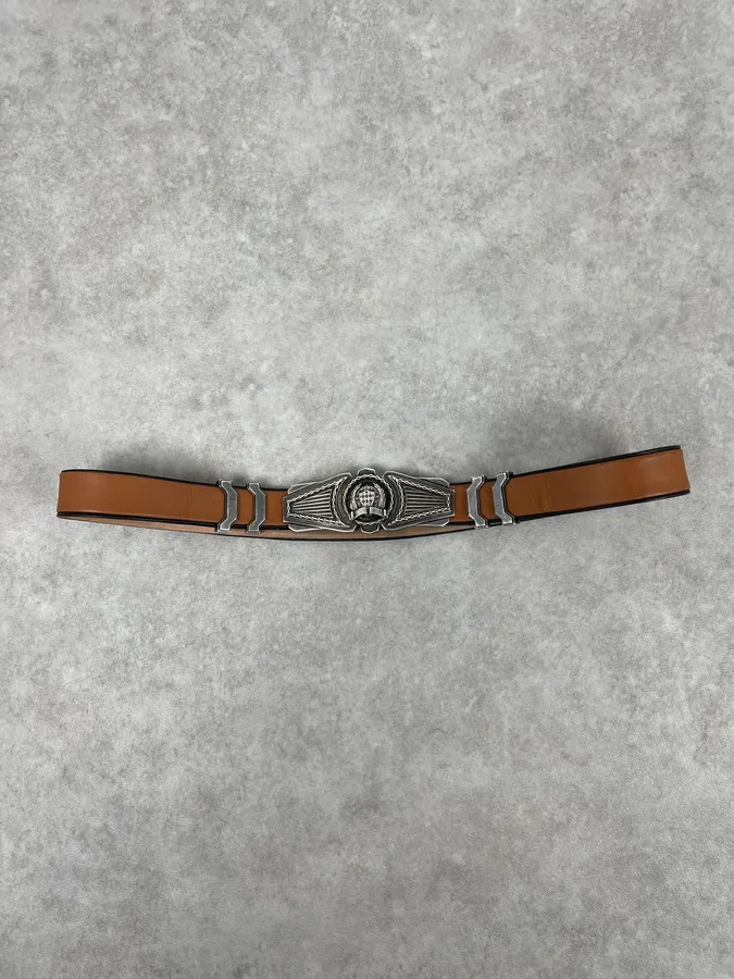 SS2013 Balmain Brown Leather Belt Crest Buckle - Image 2