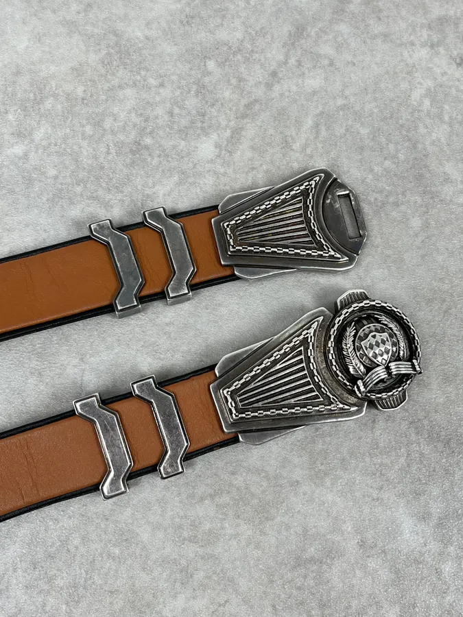 SS2013 Balmain Brown Leather Belt Crest Buckle - Image 5