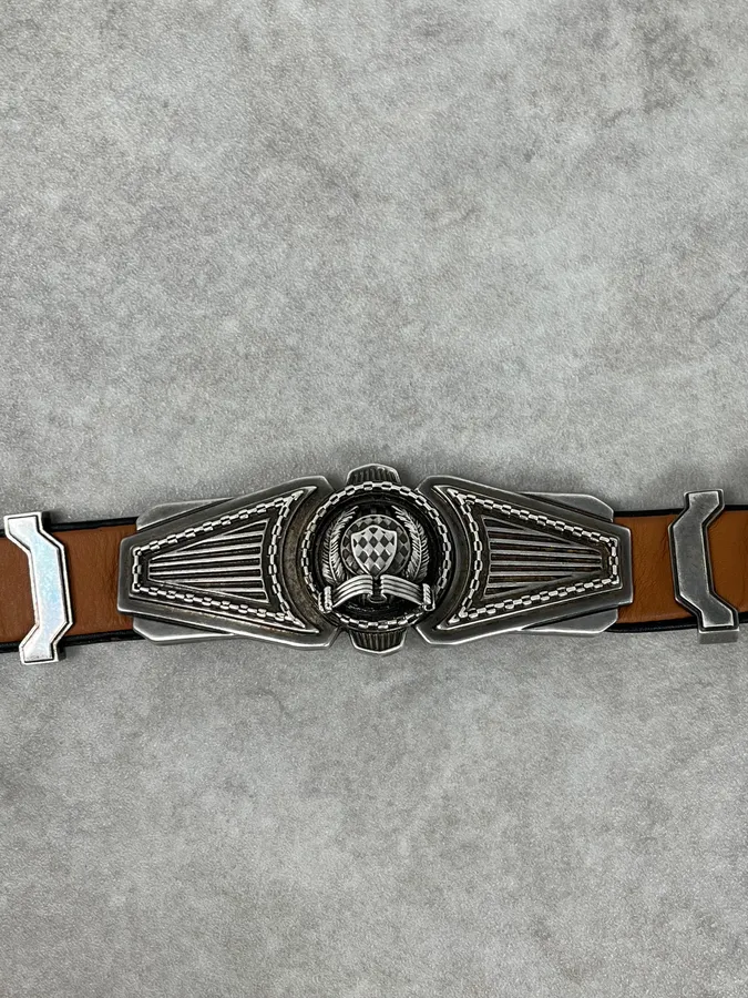 SS2013 Balmain Brown Leather Belt Crest Buckle - Image 7