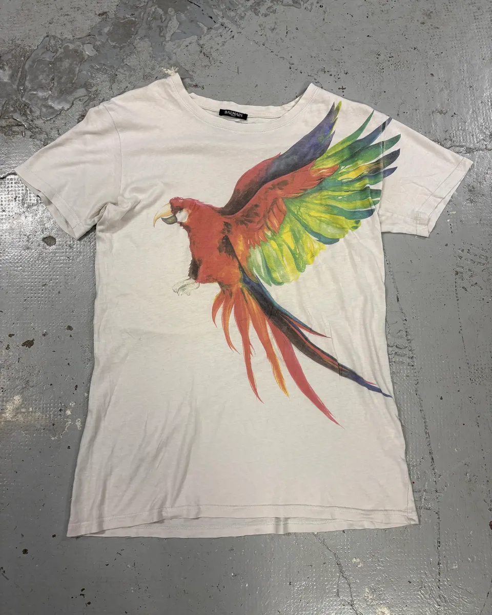 SS2013 Balmain Parrot White T-Shirt