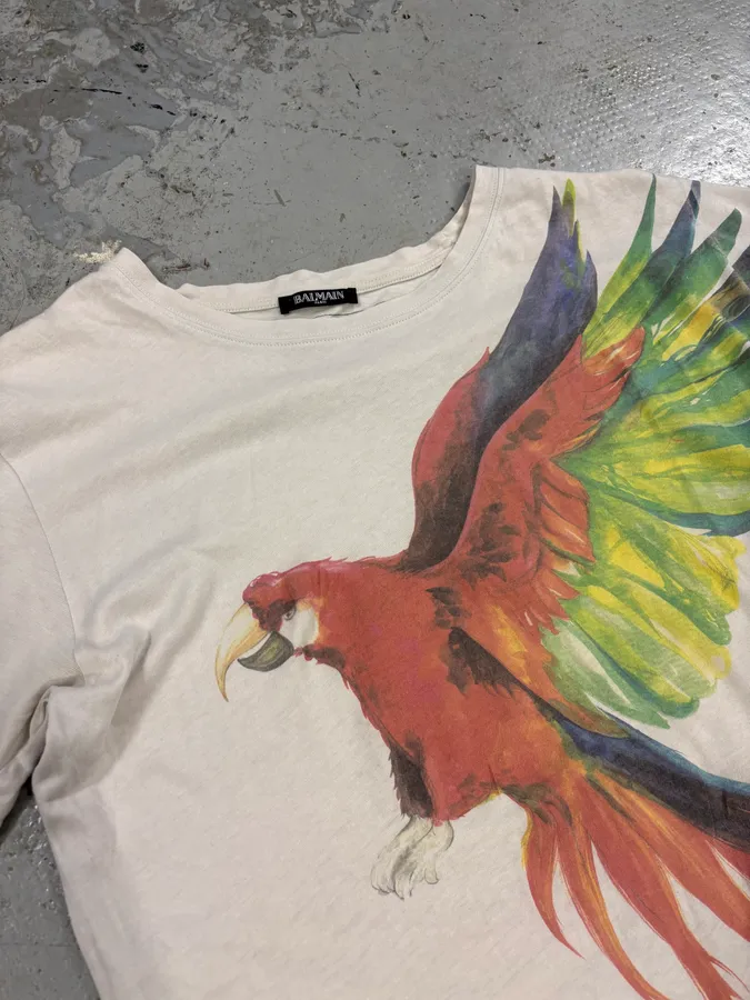 SS2013 Balmain Parrot White T-Shirt - Image 3