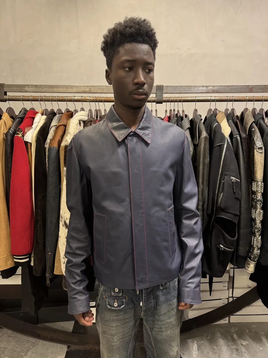 SS2013 Dior Navy Kangaroo Leather Premium Jacket by Kris Van Assche - Image 2