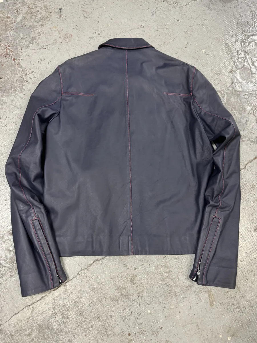 SS2013 Dior Navy Kangaroo Leather Premium Jacket by Kris Van Assche - Image 4