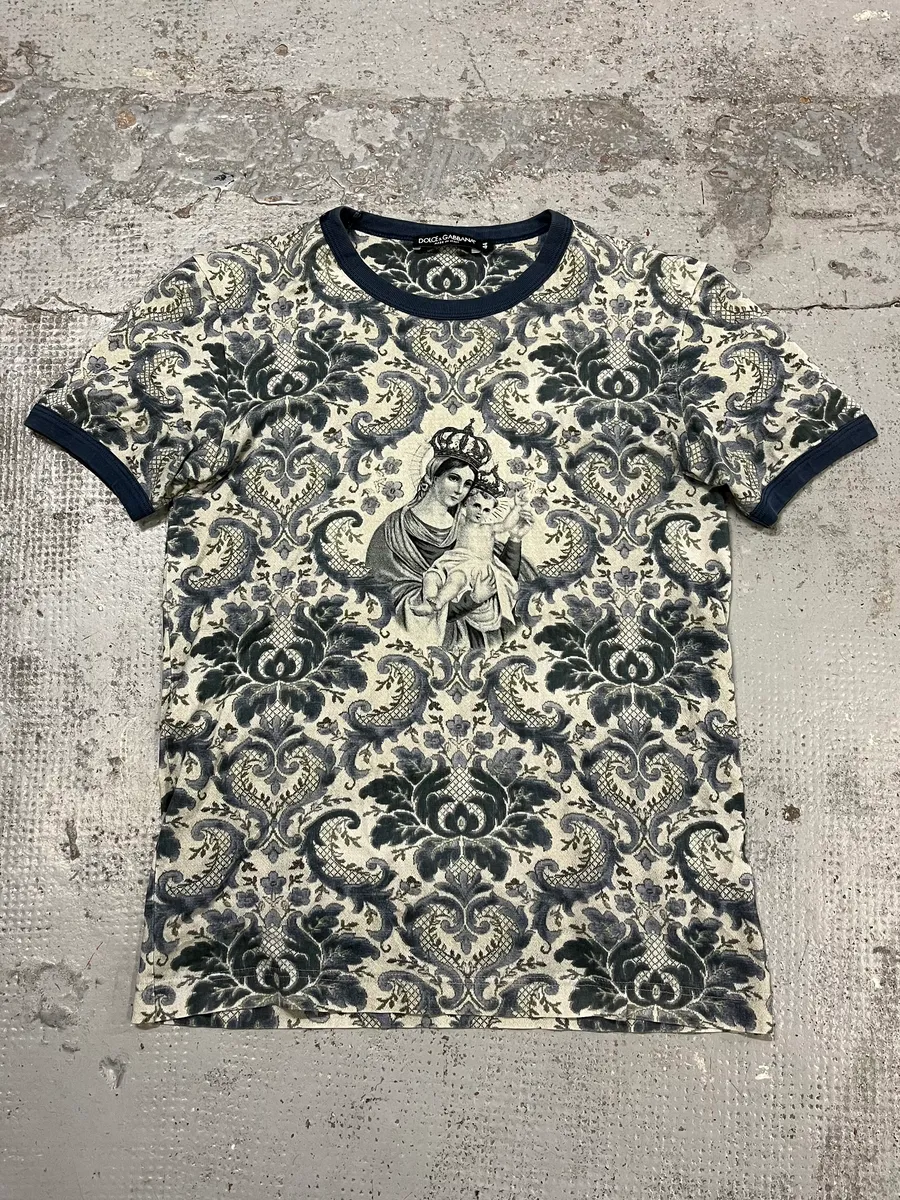 SS2013 Dolce & Gabbana Damask Marie Navy T-Shirt