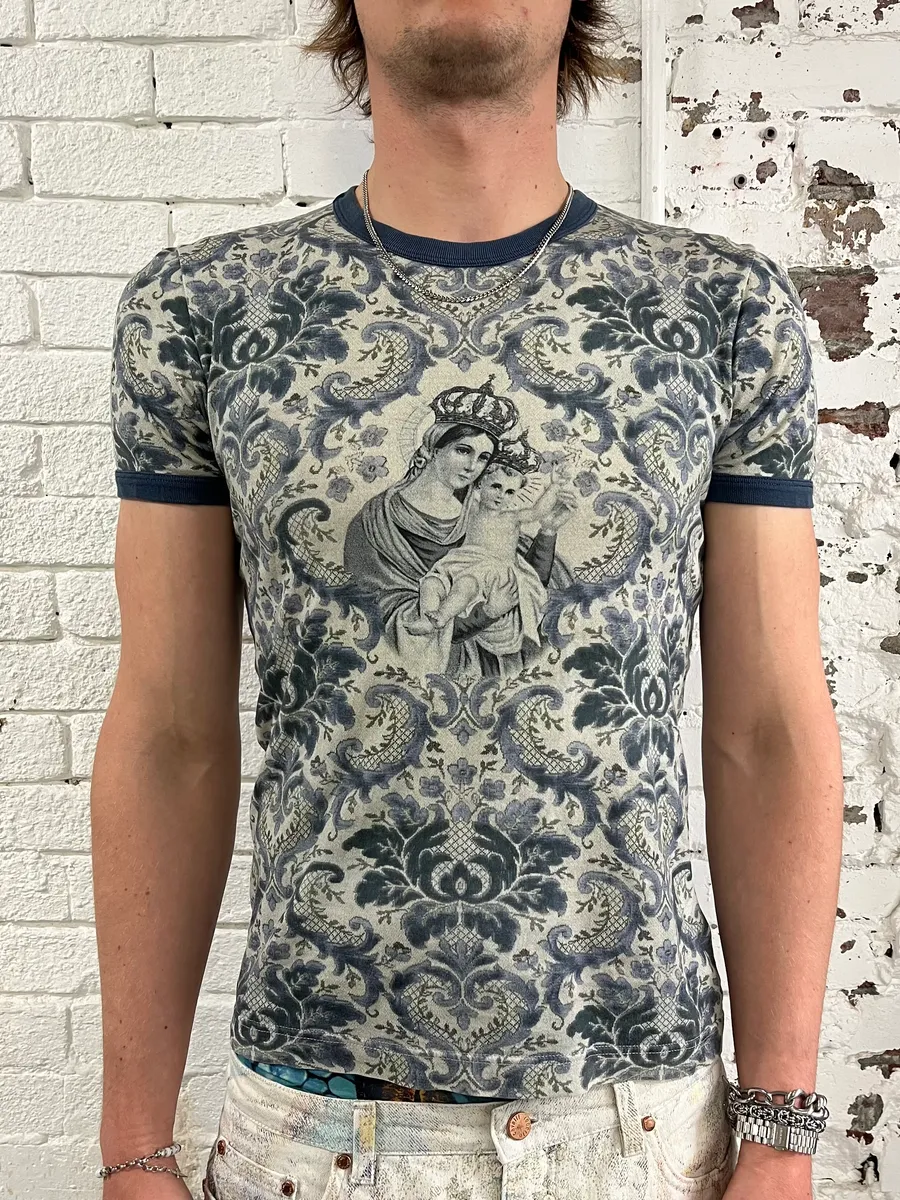 SS2013 Dolce & Gabbana Damask Marie Navy T-Shirt - Image 2
